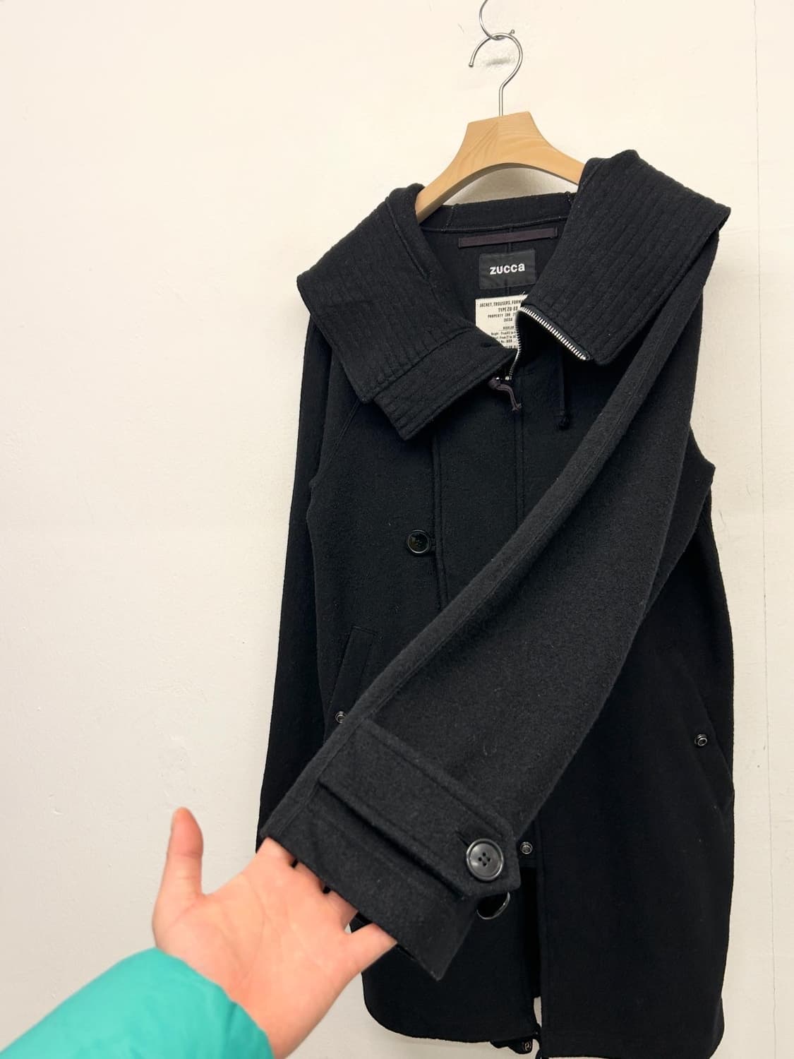 (JPN) 2008 zucca 블랙 울 후드 코트 상품이미지3