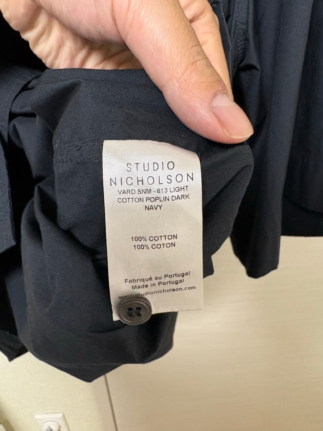 스튜디오 니콜슨 다크 네이비 반팔셔츠 (L) 상품이미지4