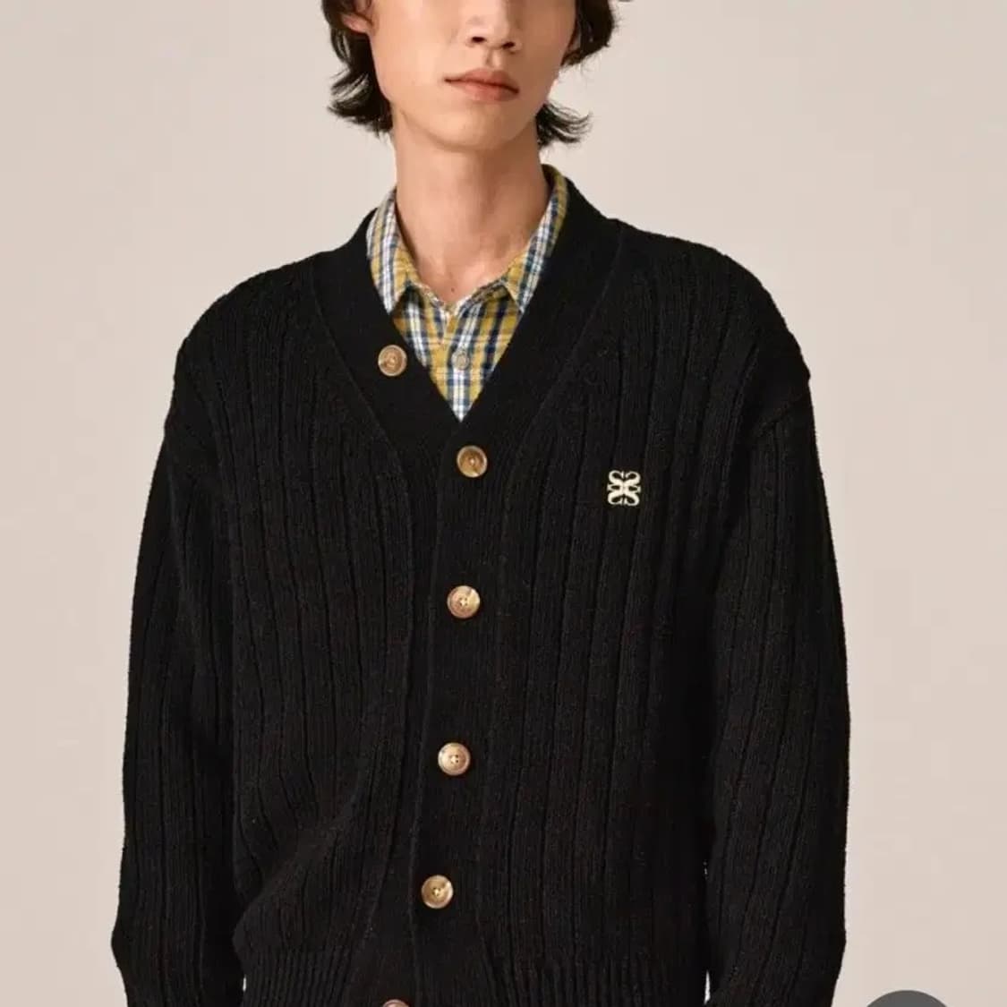세터 파로 오버 부클 니트 가디건 블랙 상품이미지2