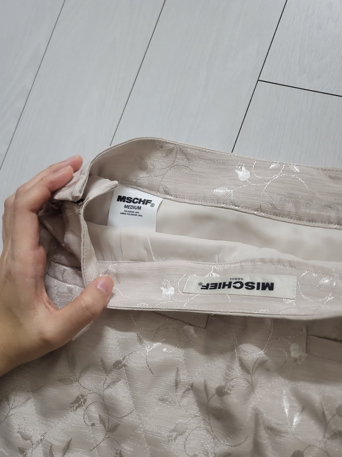 미스치프 퀼티드 스커트 아이보리 상품이미지3