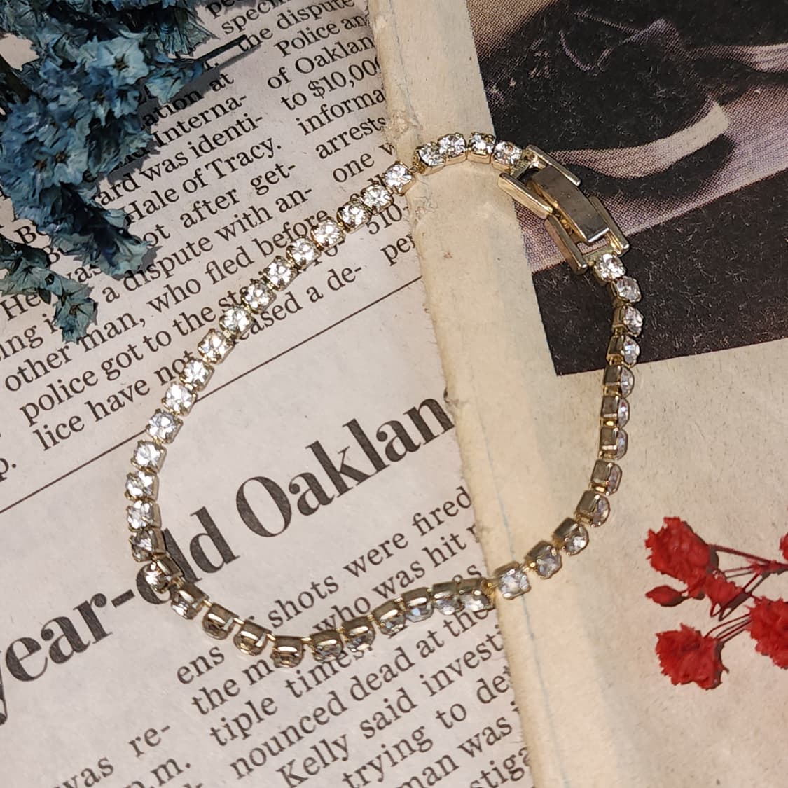 90s 프랑스 빈티지 쥬얼리 데일리 하이라이트 큐빅 팔찌 상품이미지2