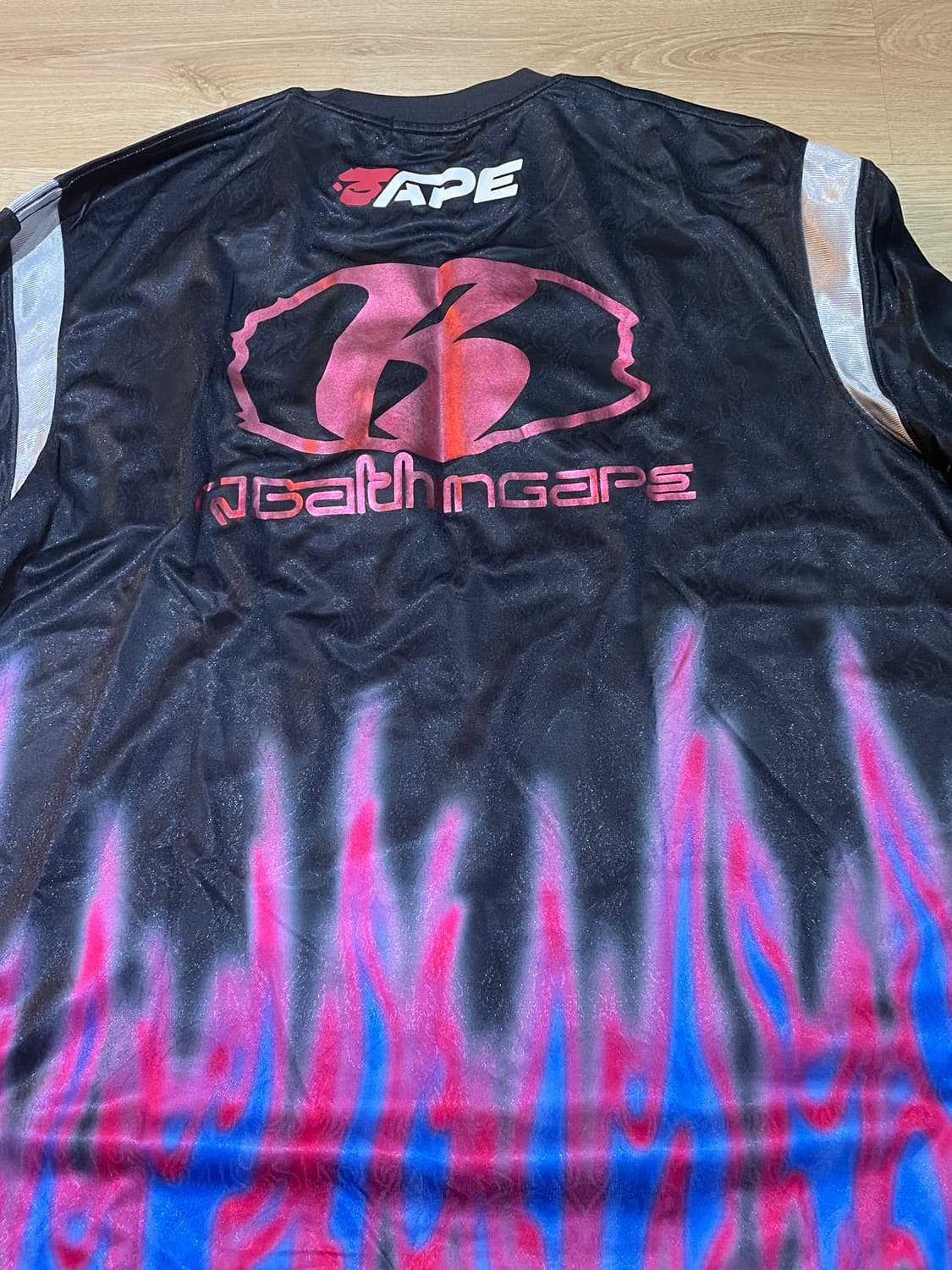 Bape 베이프 플레임 풋볼져지 블랙 M 상품이미지5