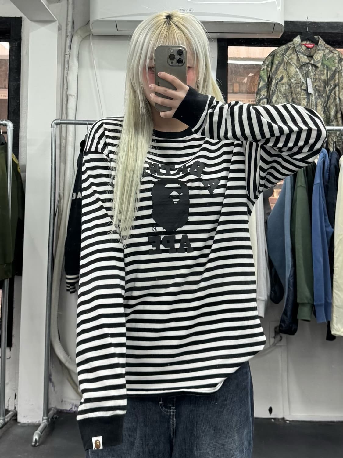 베이프 스트라이프 컬리지 롱슬리브 상품이미지4