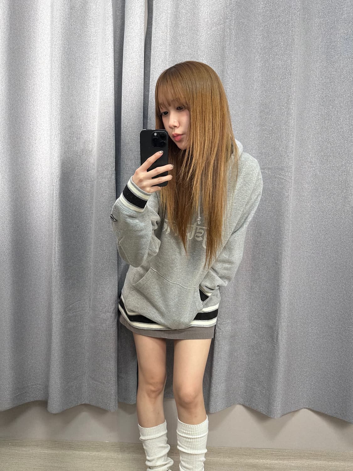 [정품]히스테릭글래머 타이포 리브 로고 후드티 그레이 상품이미지1