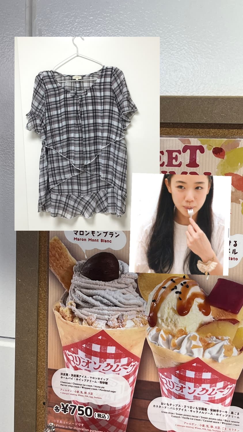 일본빈티지 모리걸 러블리 체크 리본 핑크 블라우스 상품이미지1