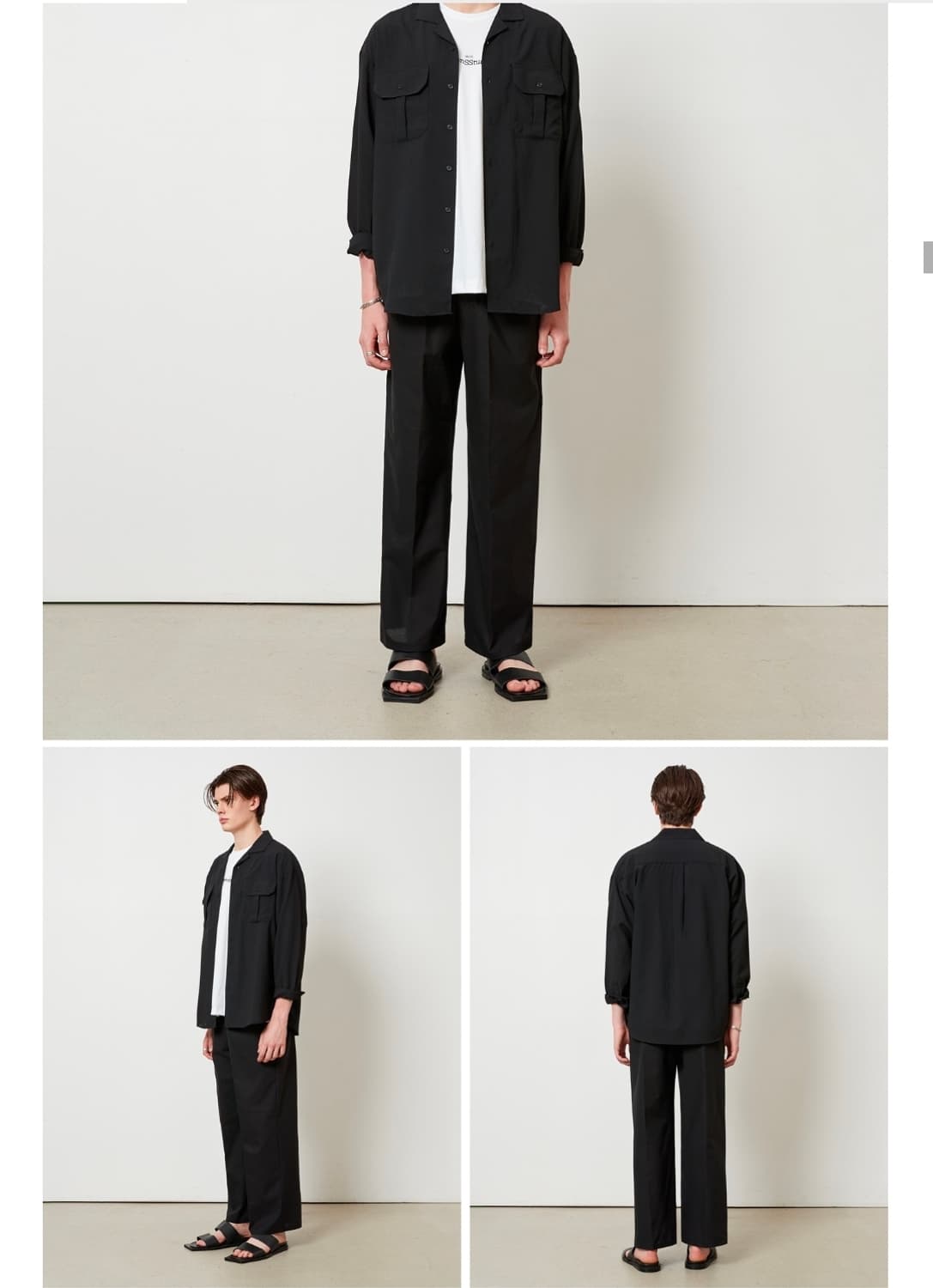 블랙 L) 수아레 린넨 라이크 세미 와이드 밴딩 팬츠 상품이미지2