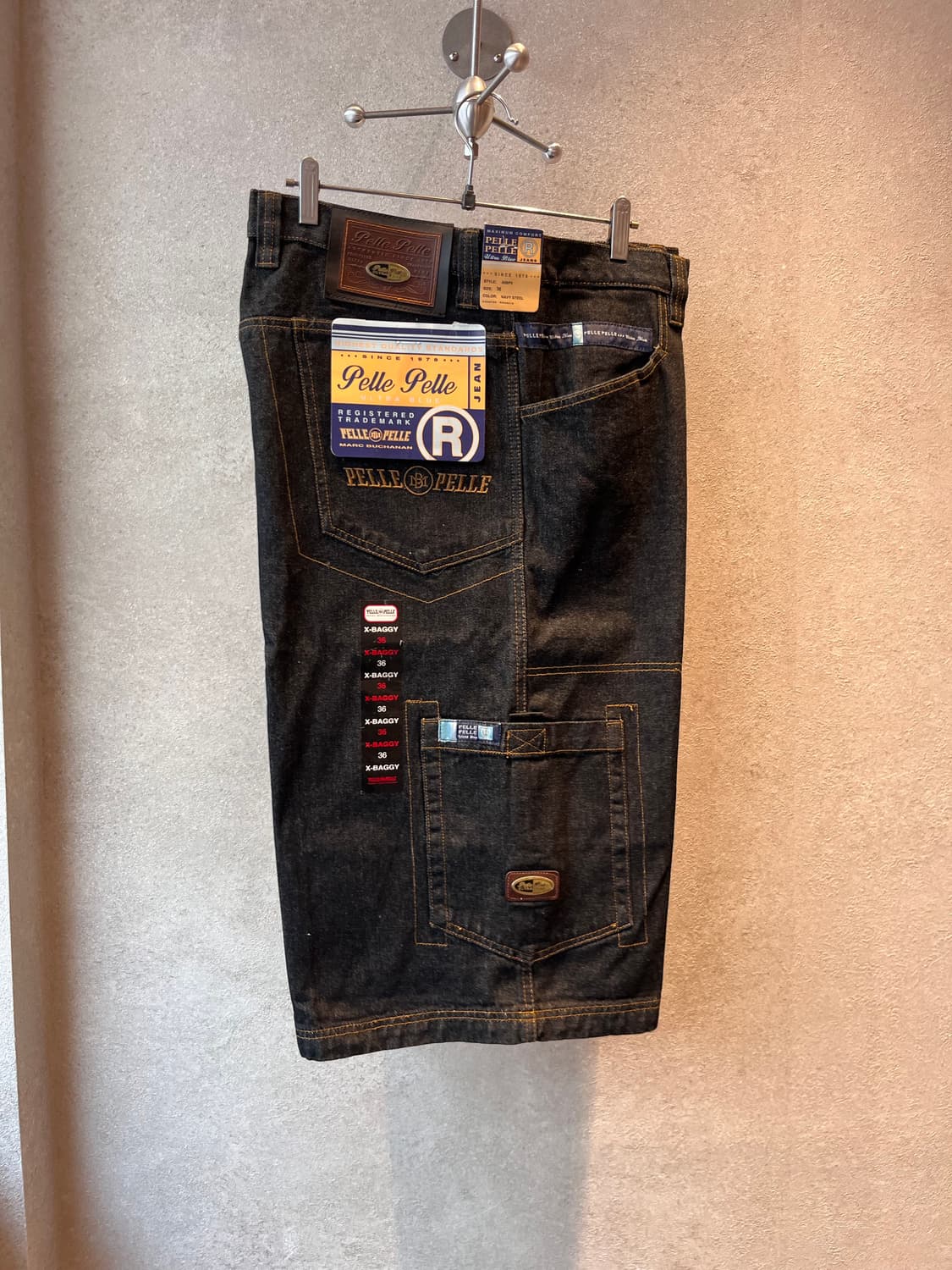 90. 펠레펠레 울트라 블루 진 흑청 데님 버뮤다 팬츠 데드스탁 상품이미지1