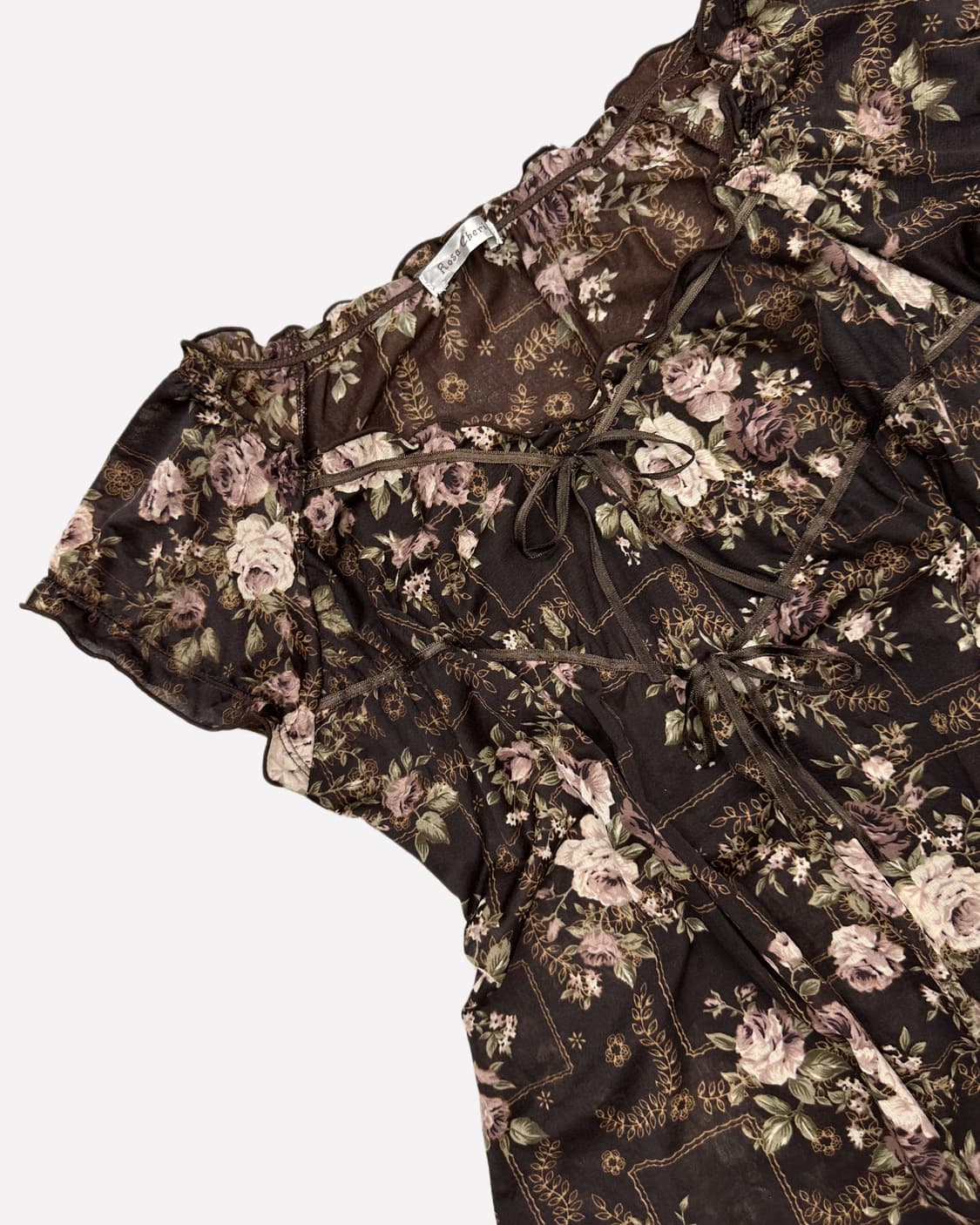 brown rose frill ribbon top 상품이미지3