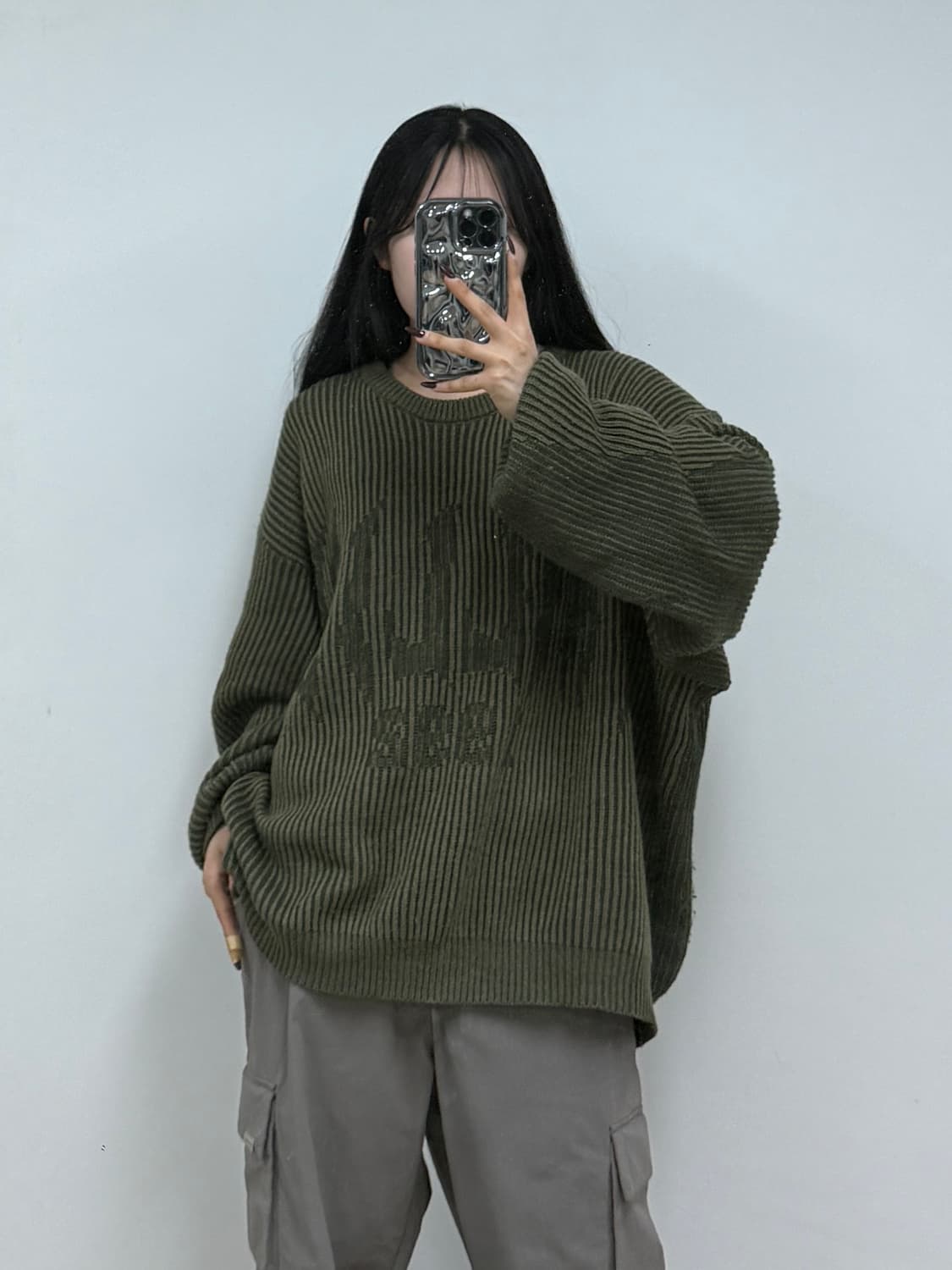 트릴리온 젠더리스 니트 스웨터 카키 E10 상품이미지1