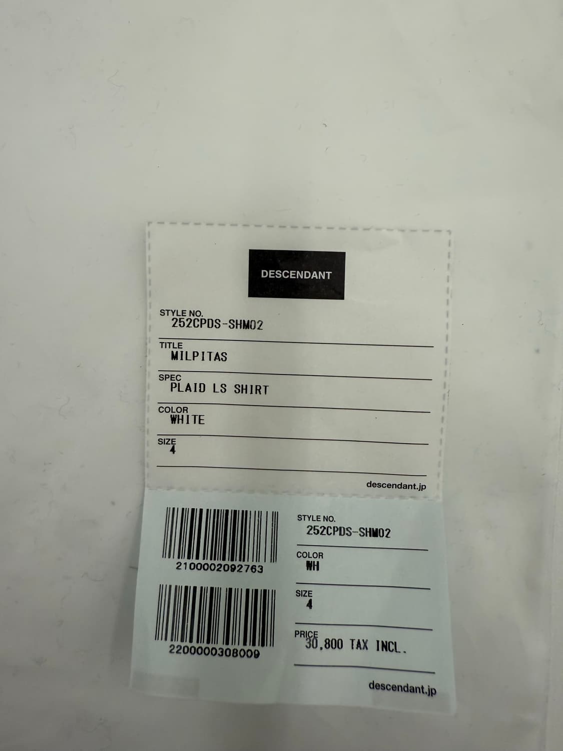 디센던트 MILPITAS PLAID LS SHIRT 4사이즈(새상품) 상품이미지8