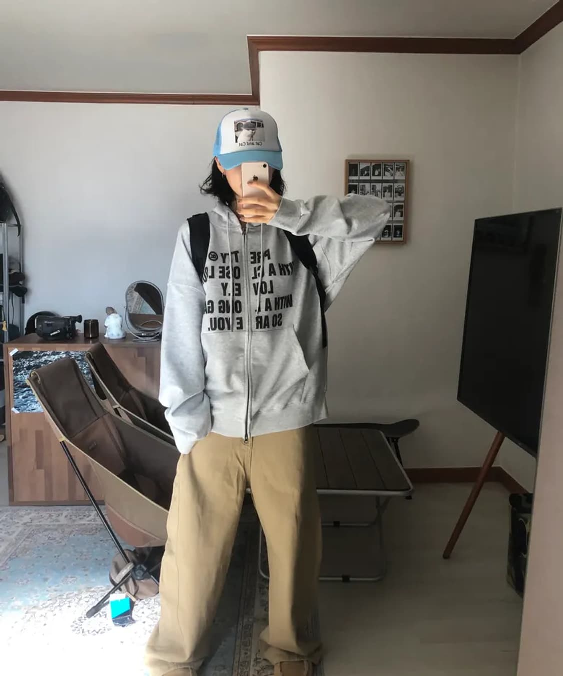 어라이트앵글 고양이 볼캡 하늘색 상품이미지3