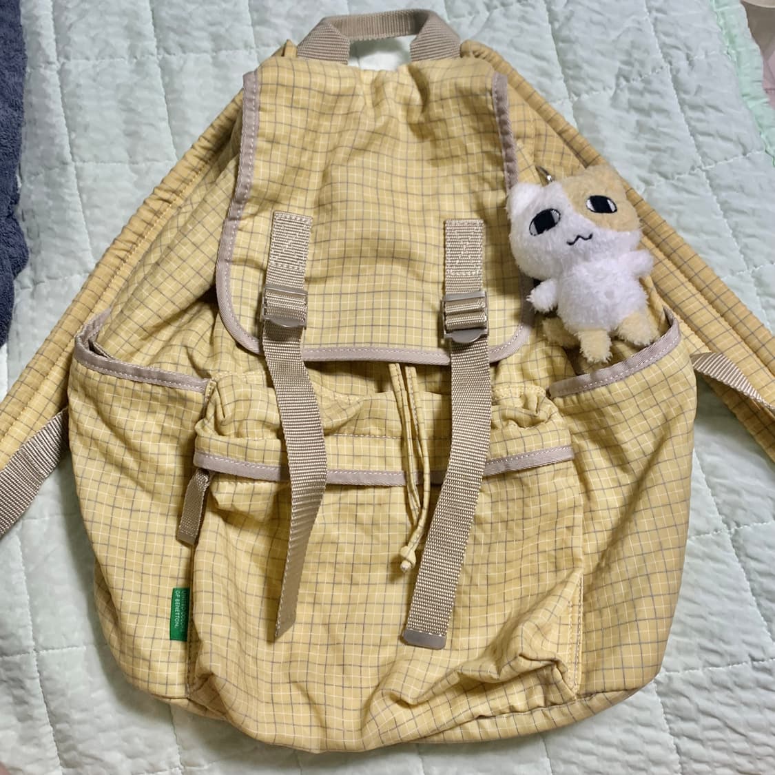 키링 X) 베네통 푸딩 체크 백팩 모리걸 하구미 빈티지 상품이미지1