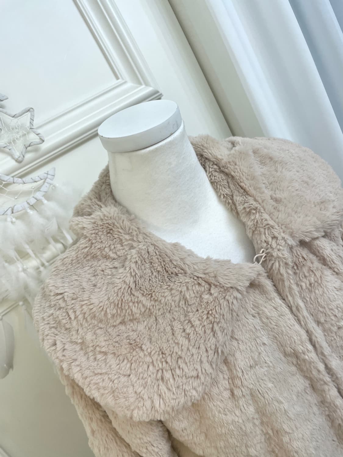 BARBIE beige big collar 3hook fur jacket 상품이미지8