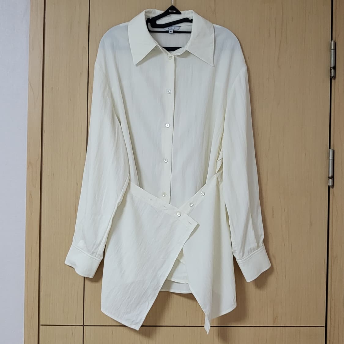 새상품) 모한 mohan 랩 레이어드 셔츠 블라우스 크림 m 상품이미지5