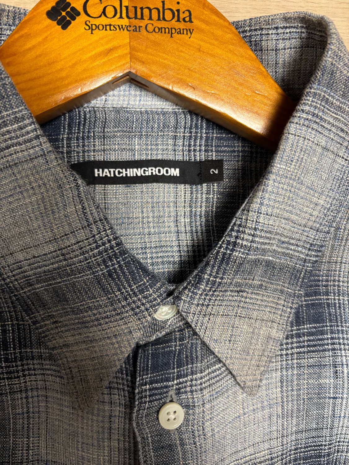 [2] 해칭룸 린넨 셔츠 체크 블루 그레이 상품이미지4