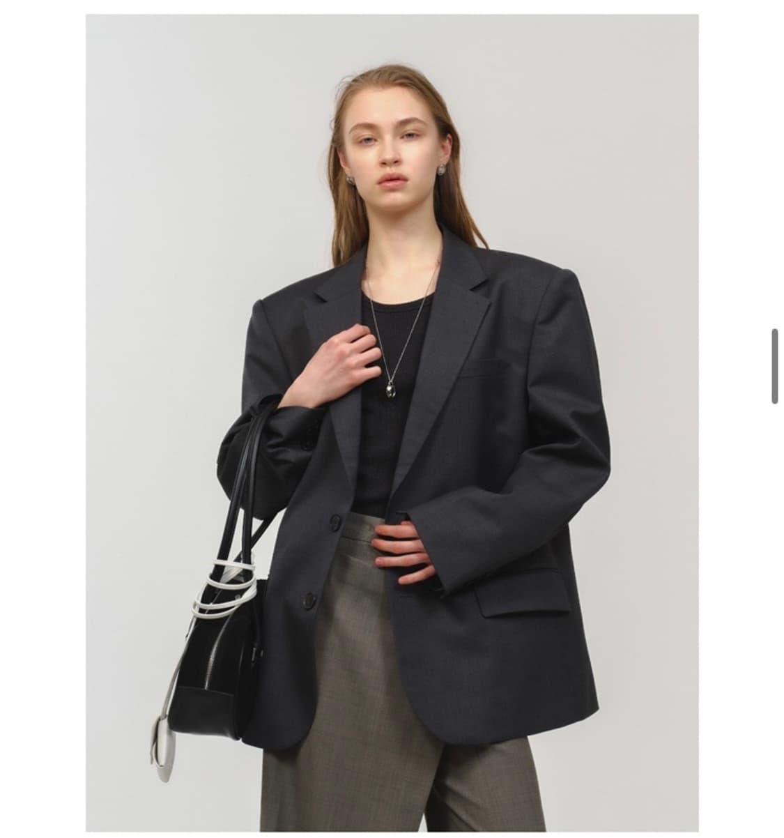 문선 unisex ovetsized tailored jacket / 차콜 상품이미지3