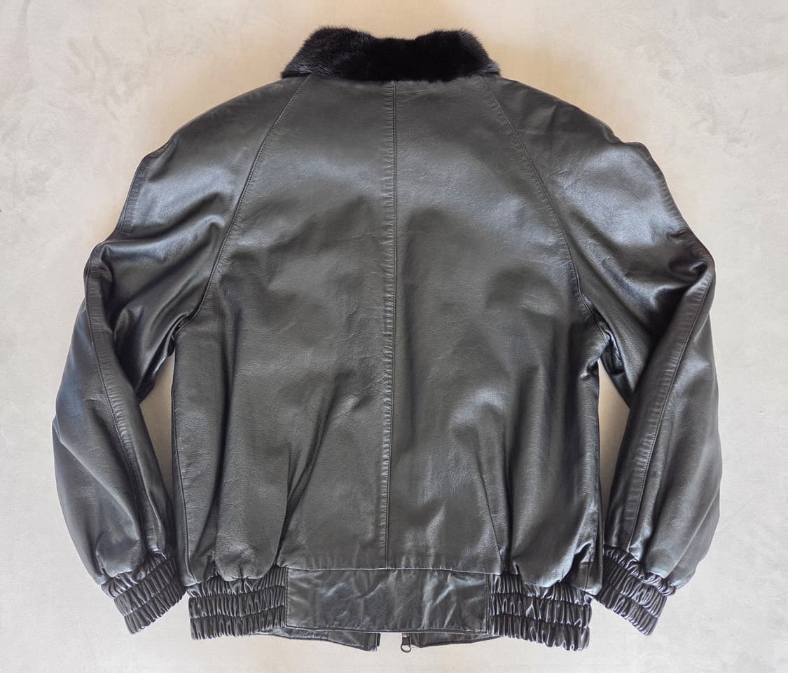 빈티지 소가죽 사가 밍크퍼 리버서블 블루종 자켓 상품이미지2