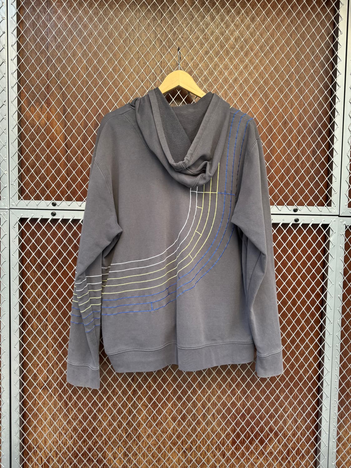 나이키 빈티지 그레이 라인 패턴 자수 포인트 후드집업 XL 상품이미지6