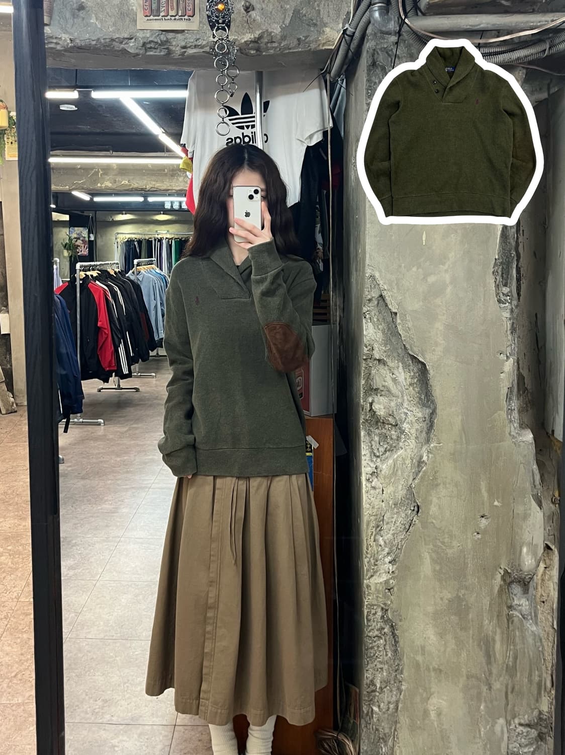 폴로 랄프로렌 엘보우패치 숄카라 니트 그린 S #csz2659  상품이미지1