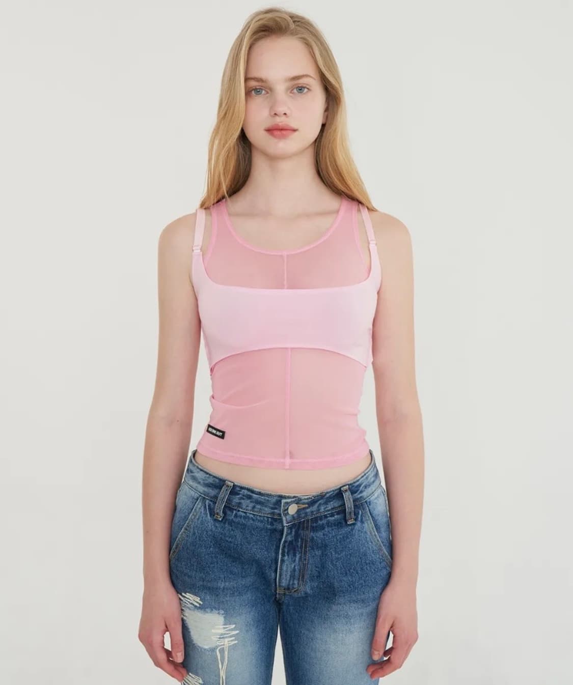 오드원아웃 레이어드 메쉬 슬리브리스 상품이미지3