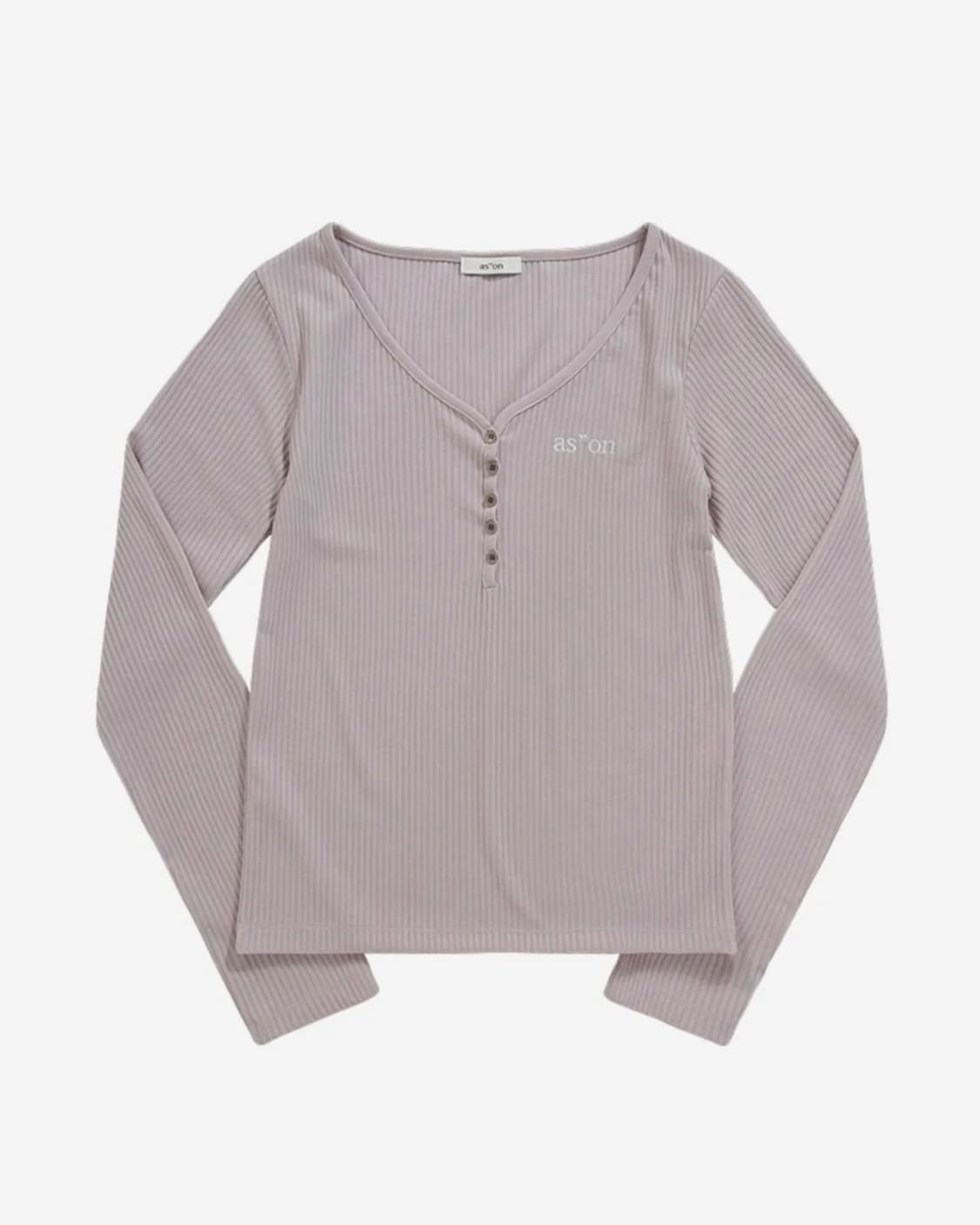 (새제품) 애즈온 WISH RIBBED BUTTON TEE / PINK 상품이미지2