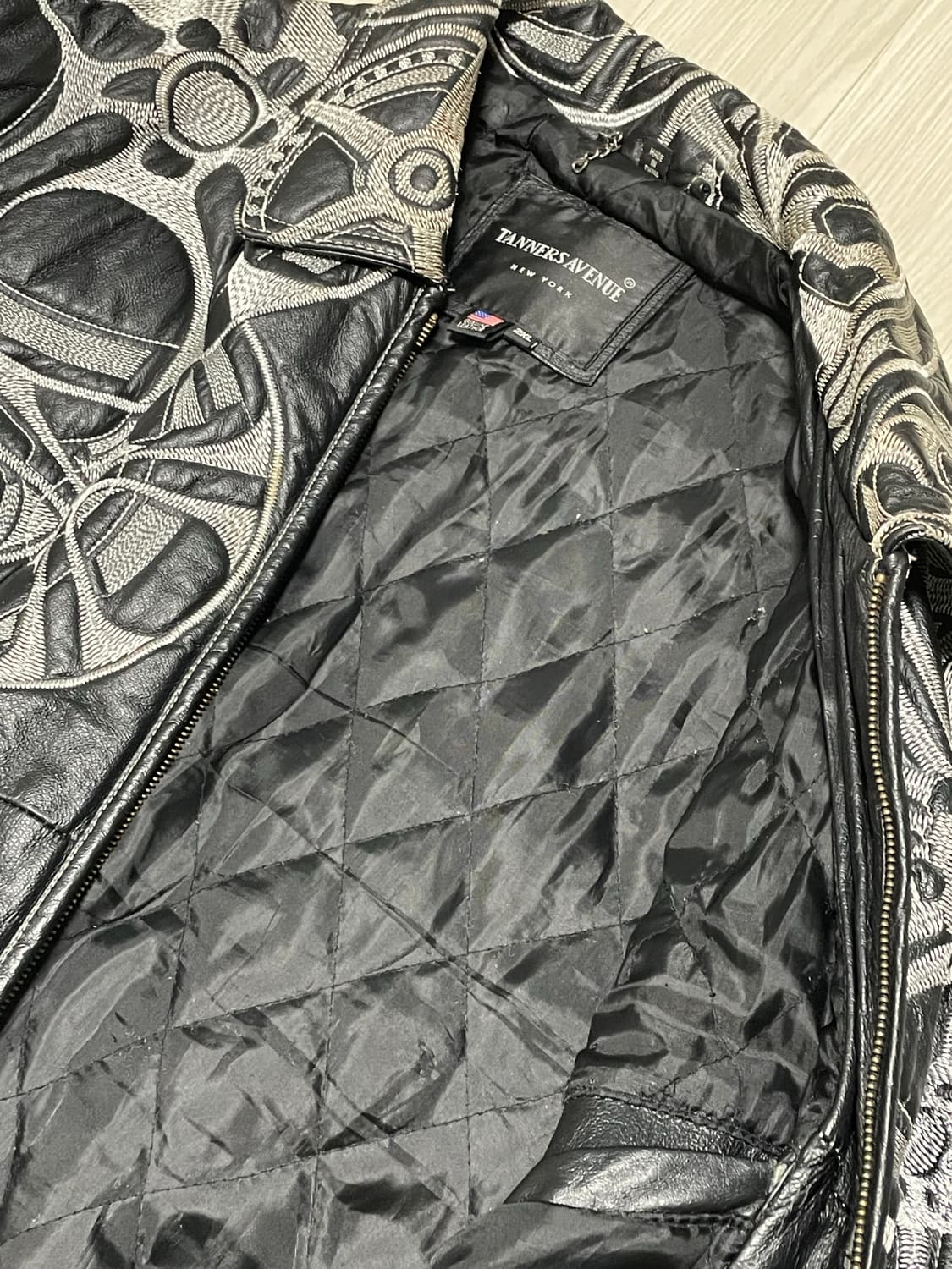 (2XL) 테너스에비뉴 휠 자수 레더 자켓 상품이미지5