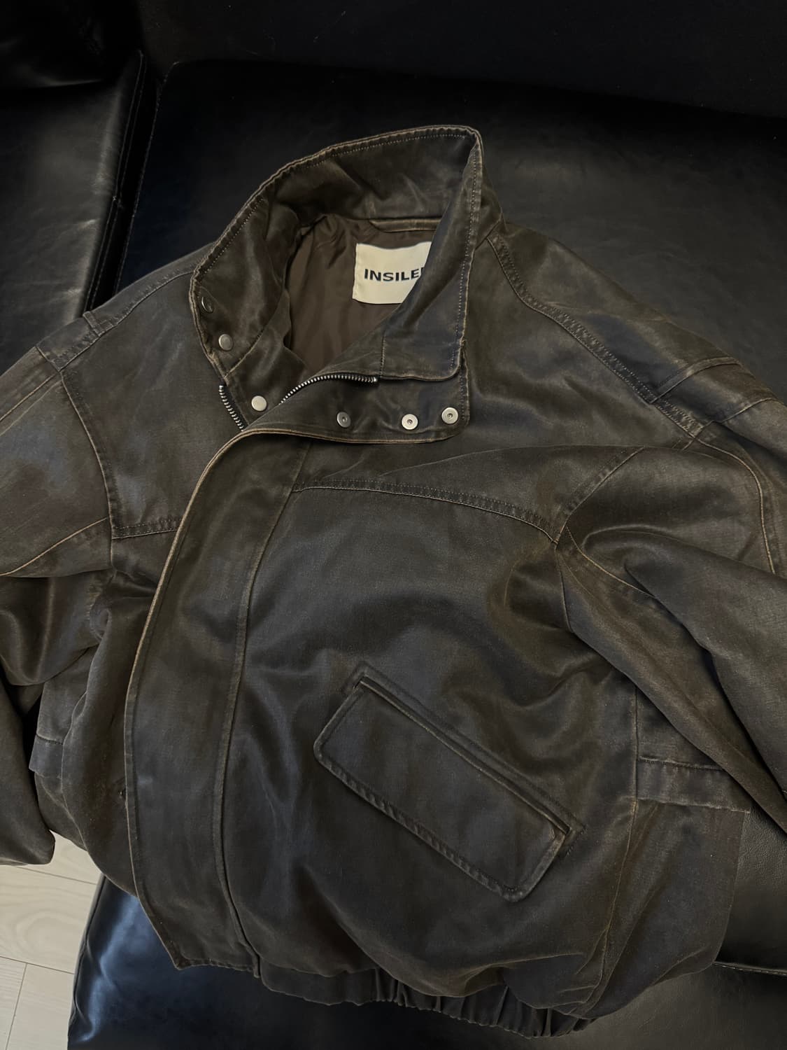 인사일런스 워시드 레더 자켓 브라운 상품이미지4