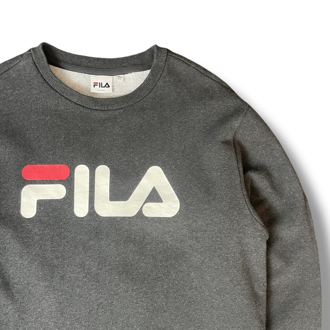 휠라 빅로고 프린팅 기모 다크 그레이 맨투맨 M 상품이미지3