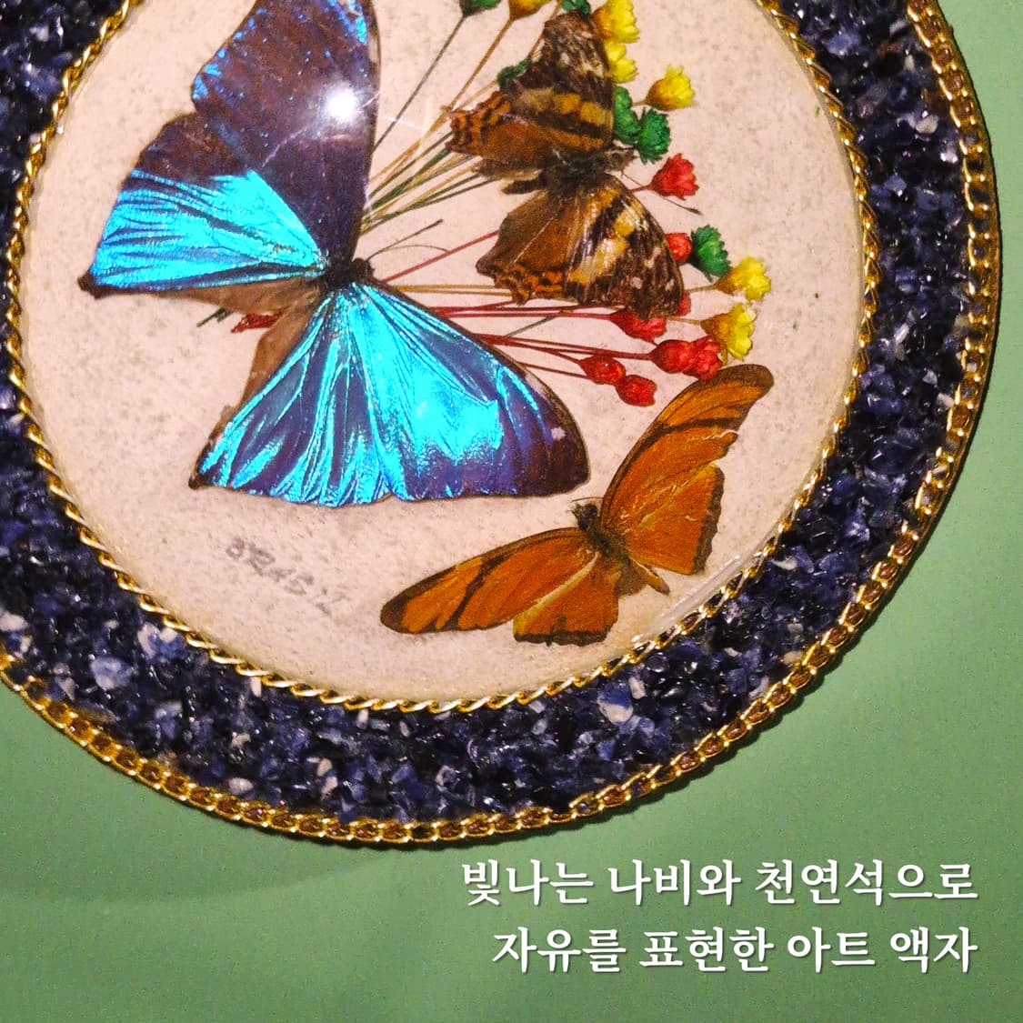 90s 브라질 모르포 나비 표본 원석 벽걸이 상품이미지1