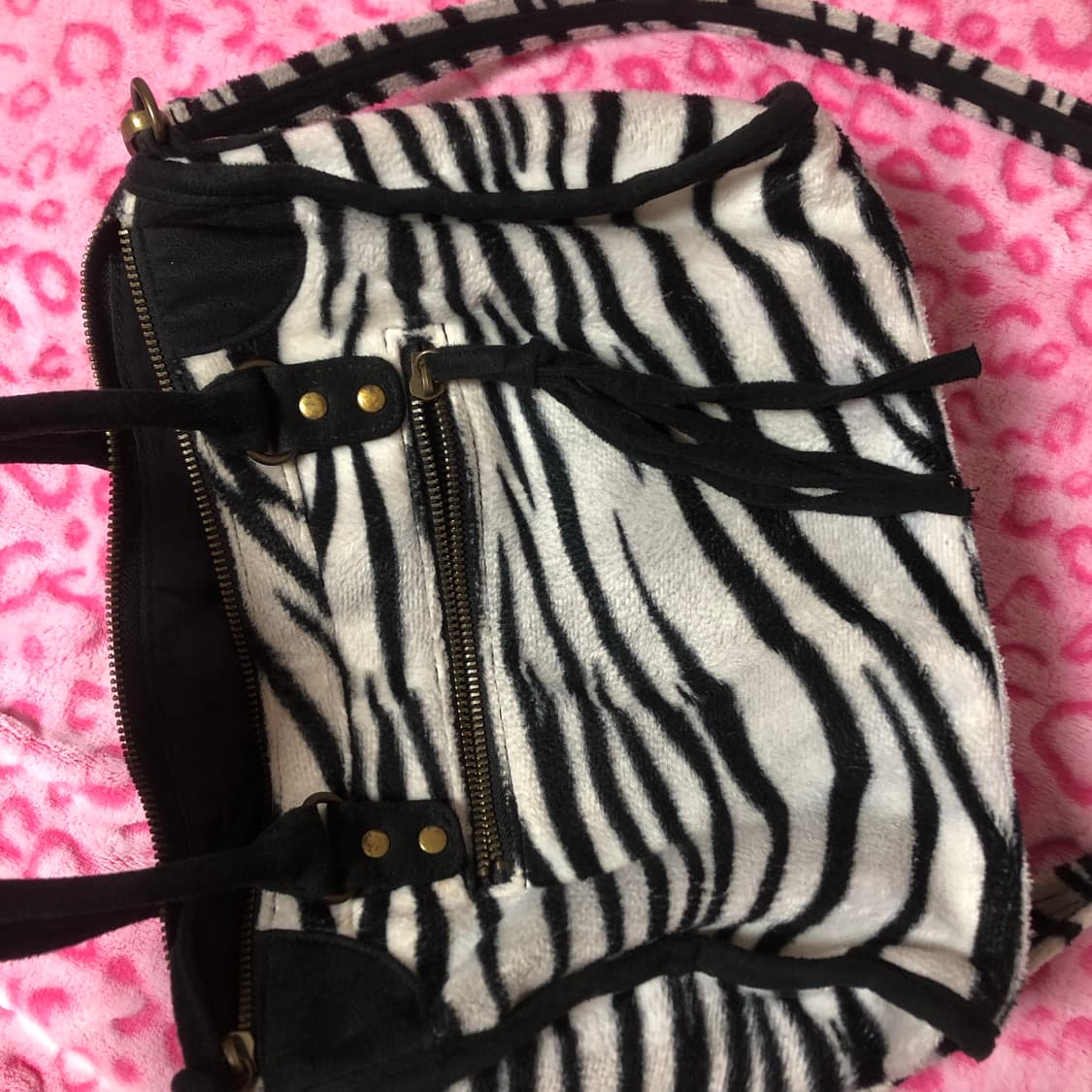 빈티지 갸루 지브라 모터백 숄더백 크로스백 상품이미지4