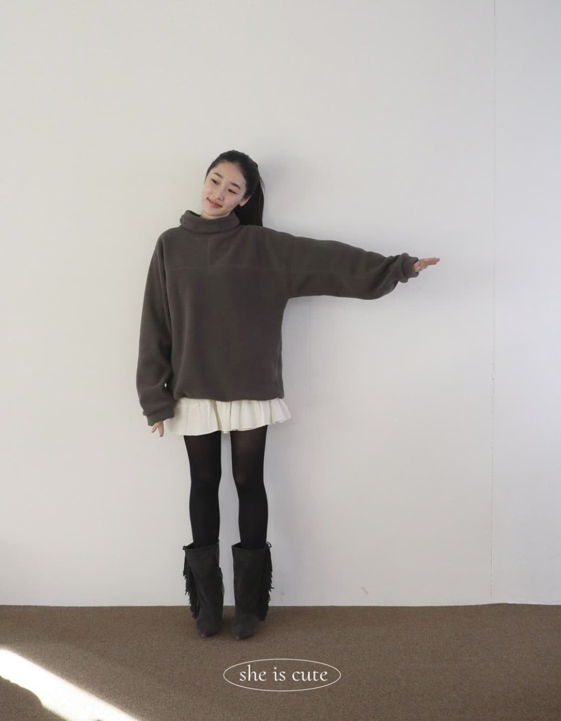 쉬이즈큐트 오버사이즈플리스 그레이 상품이미지1