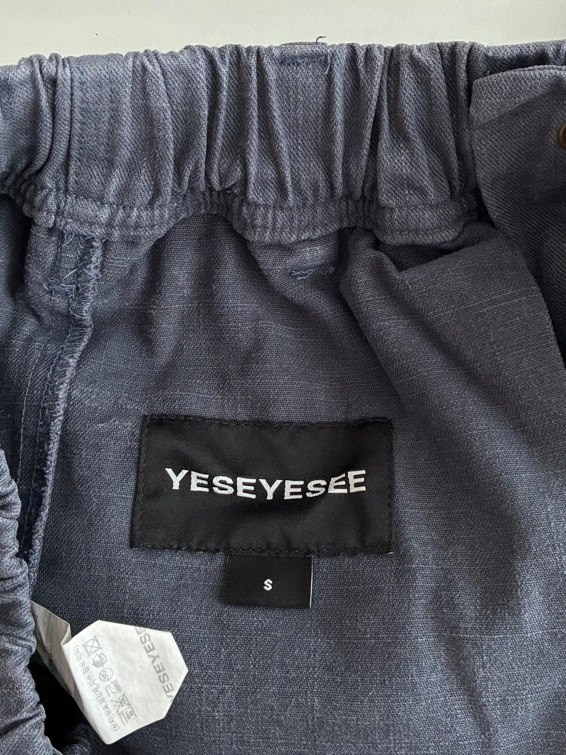 S) 예스아이씨 자수 코튼 팬츠 네이비 상품이미지5