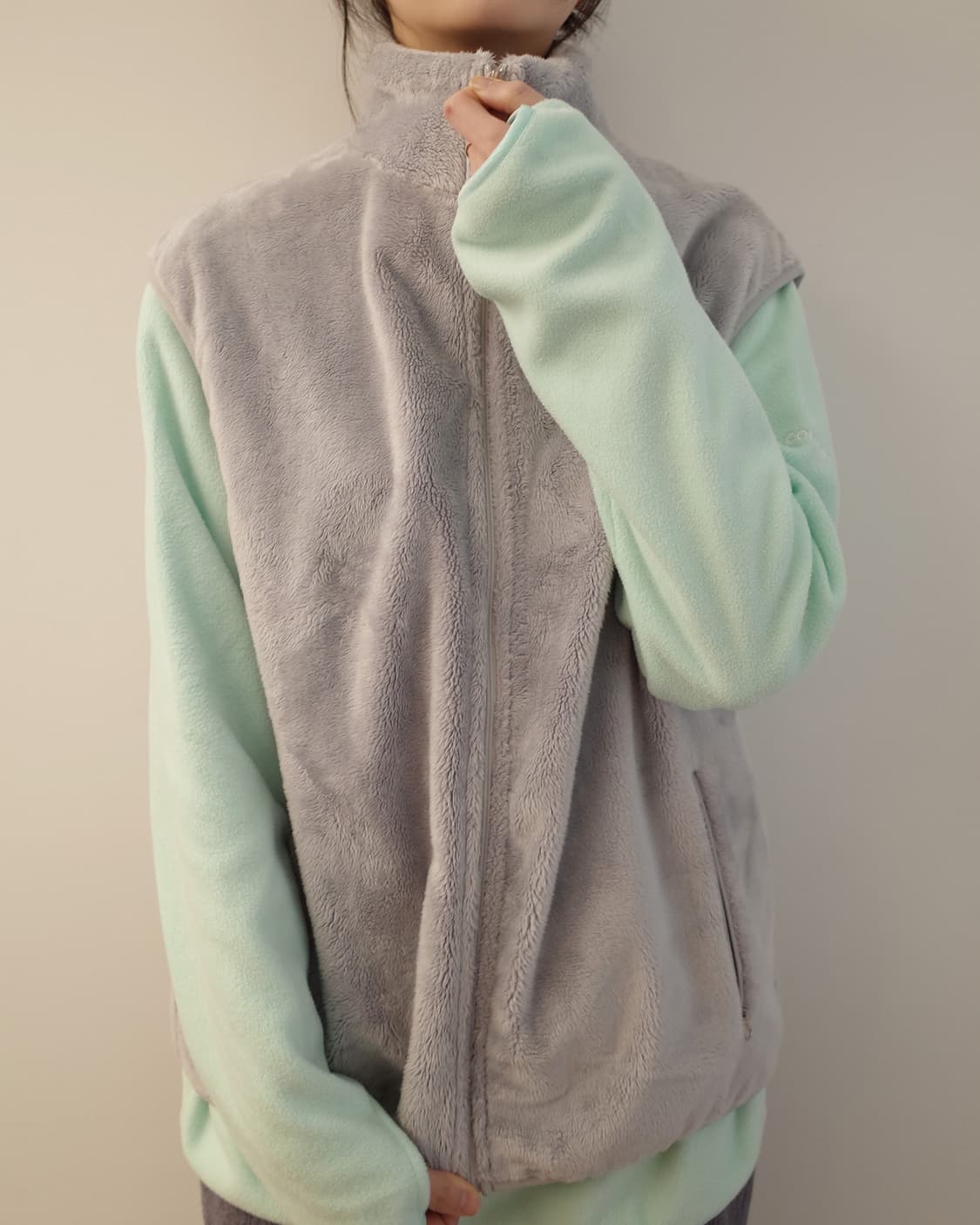 택포)25-004 FLEECE BOA VEST (LIGHT GREY) 상품이미지4