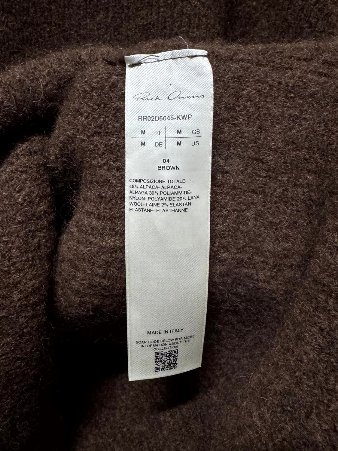 M / Rick Owens 릭오웬스 알파카 니트 상품이미지4