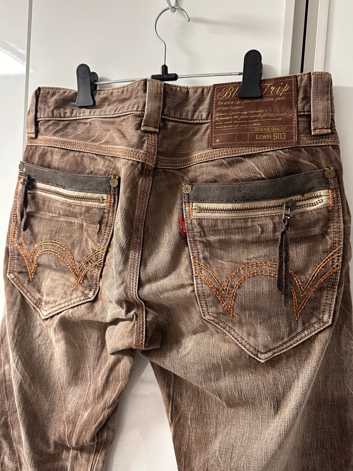 빈티지 워싱 브라운 데님 팬츠 상품이미지2