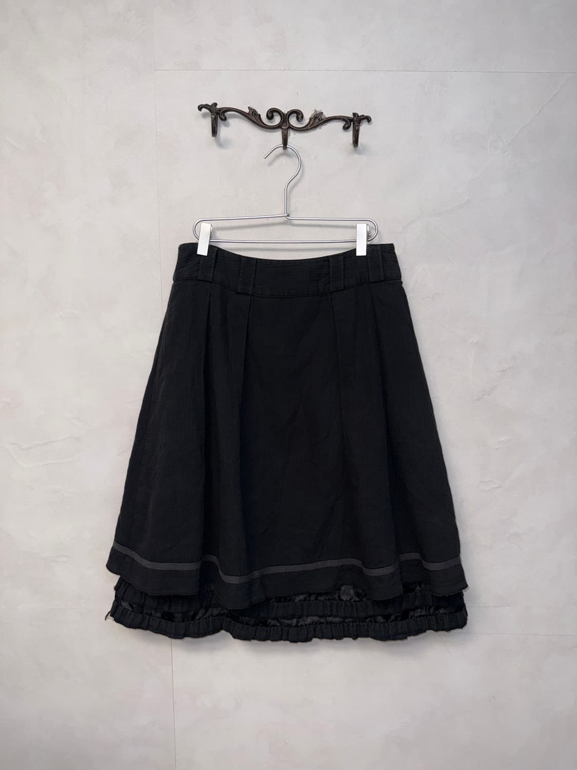 Black lace layered slit midi skirt 상품이미지4