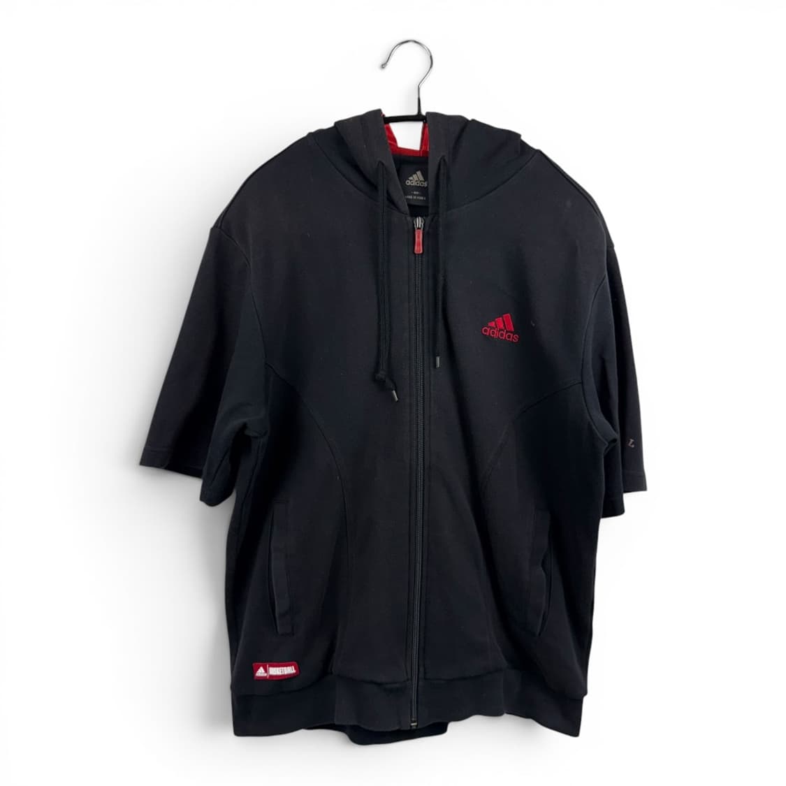 (100) 아디다스 배스킷볼 반팔 후드집업 블랙 상품이미지1