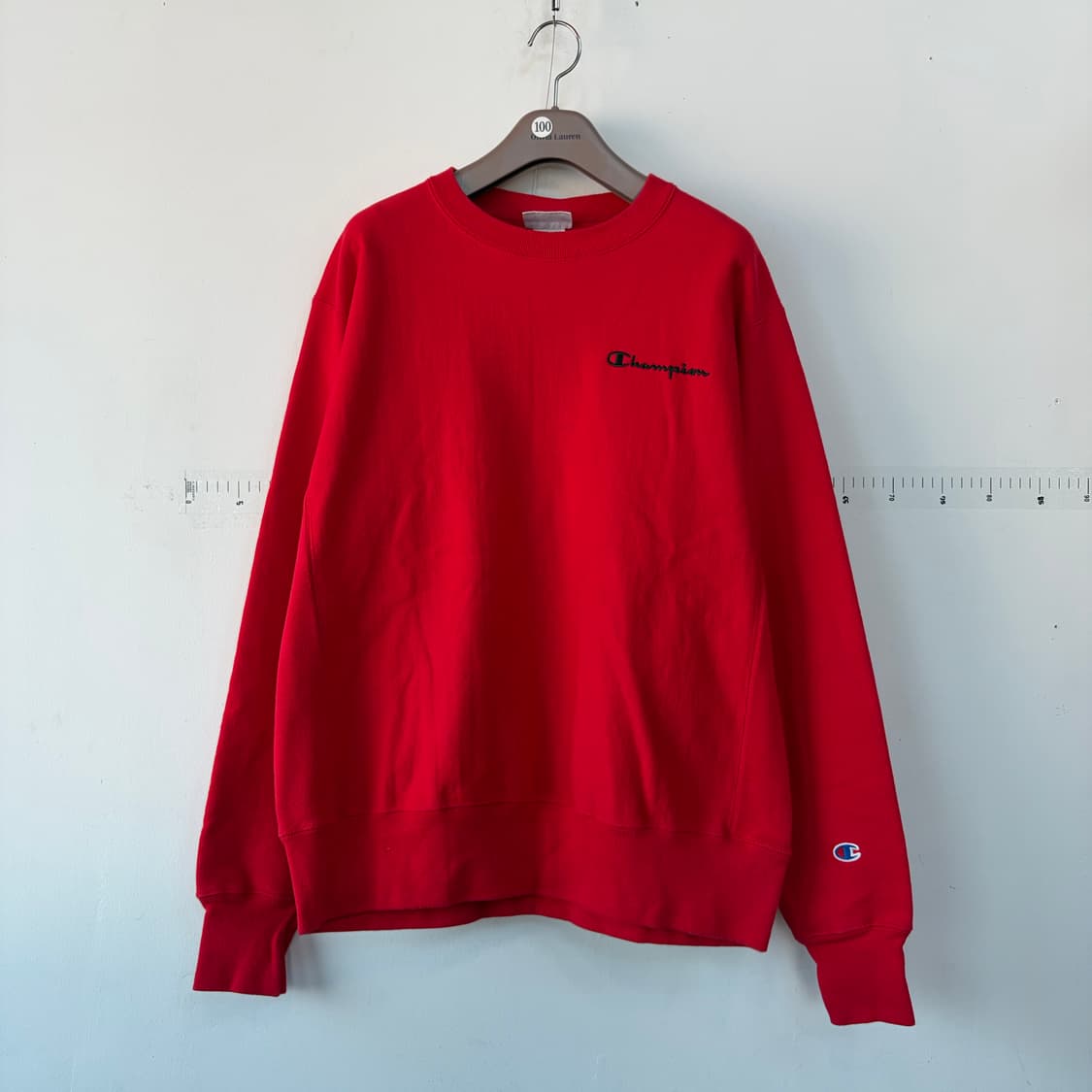 챔피온 빨간색 맨투맨 티셔츠 상품이미지1