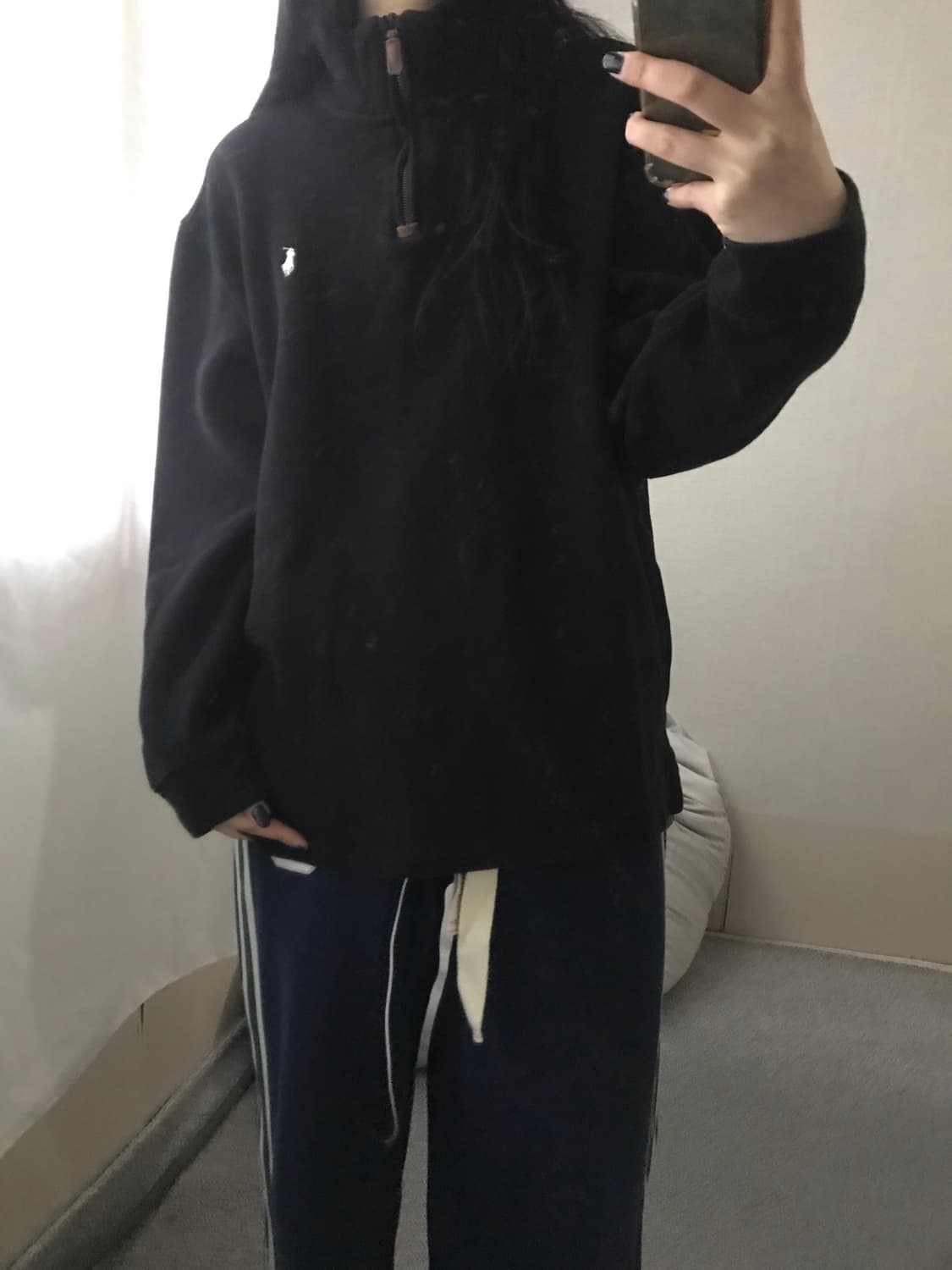 폴로 블랙 코튼 반집업 상품이미지5