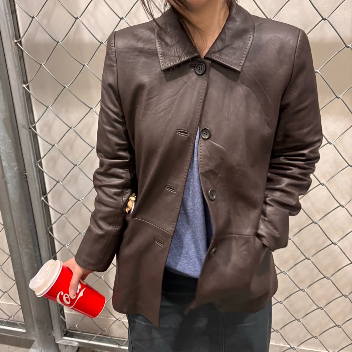 vtg lambskin hand stitch jacket 상품이미지2