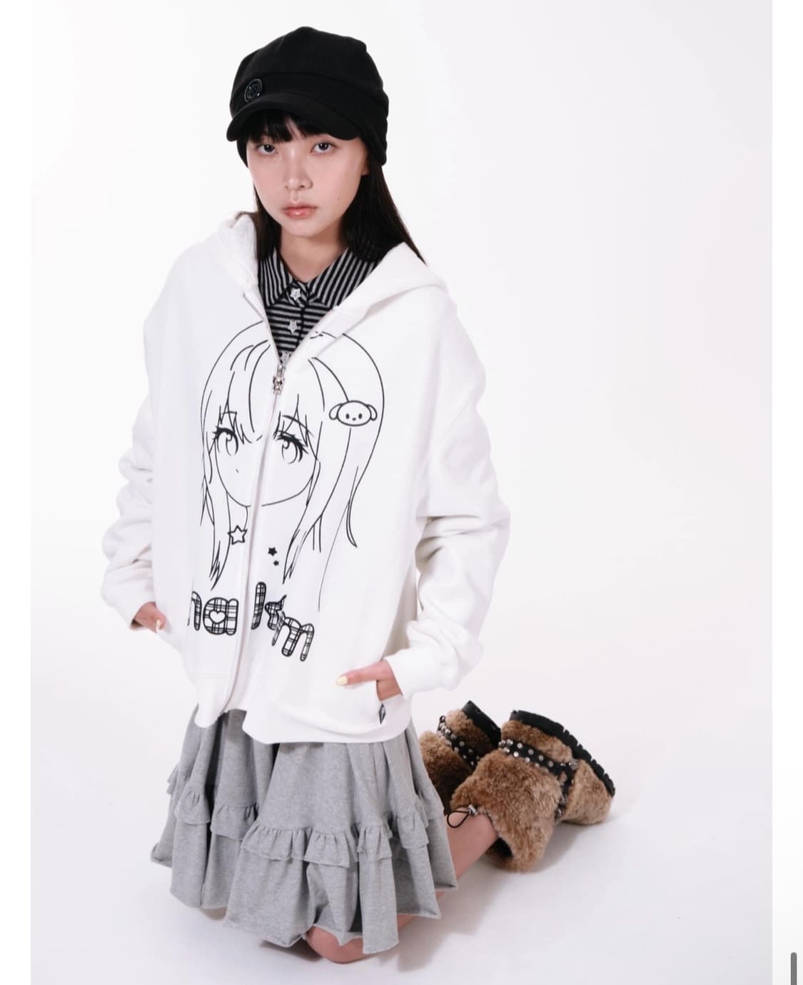 샬롬클럽 고티 후드 집업 화이트 상품이미지2