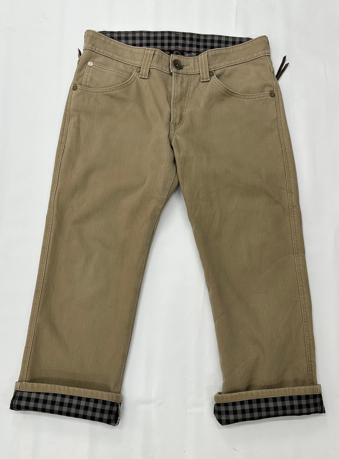 에드윈 체크 베이지 코튼 데님 팬츠 시티보이 아메카지 일본 빈티지 32 상품이미지3