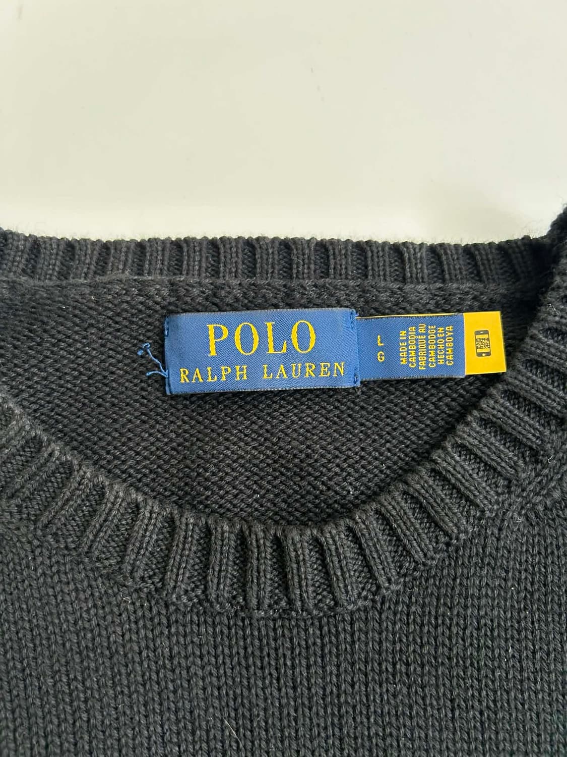 [L] 폴로 랄프로렌 신형 큐알 블랙 크루넥 코튼 니트 스웨터 상품이미지6