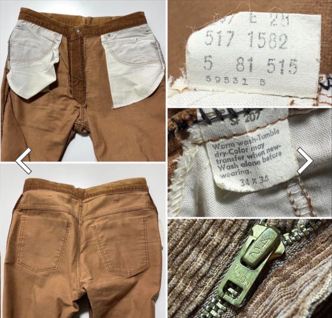 80s 빈티지 리바이스 517 코듀로이 팬츠 (34/34) 상품이미지5