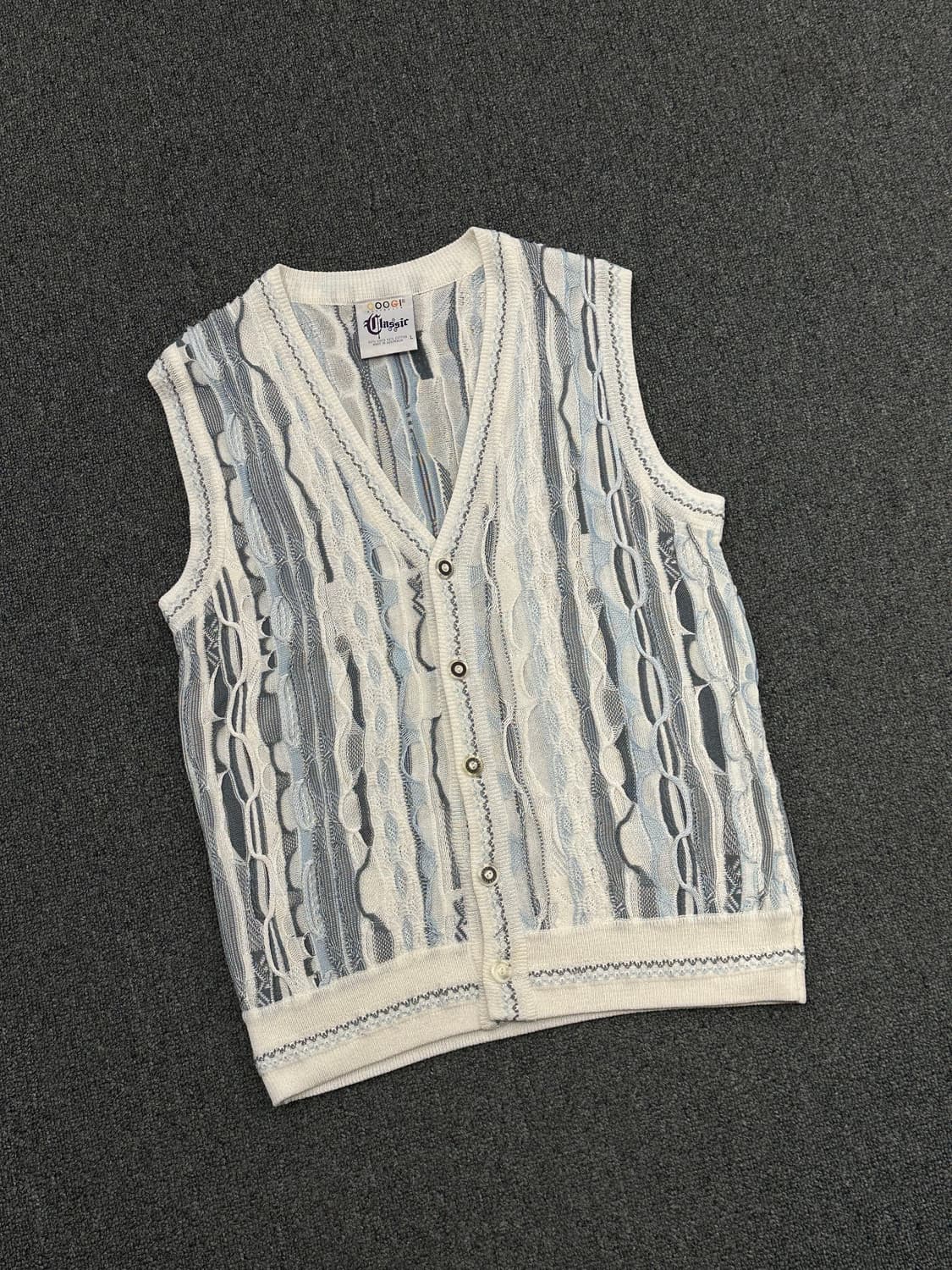 L)쿠지 빈티지 패턴 케이블 니트 베스트 상품이미지1