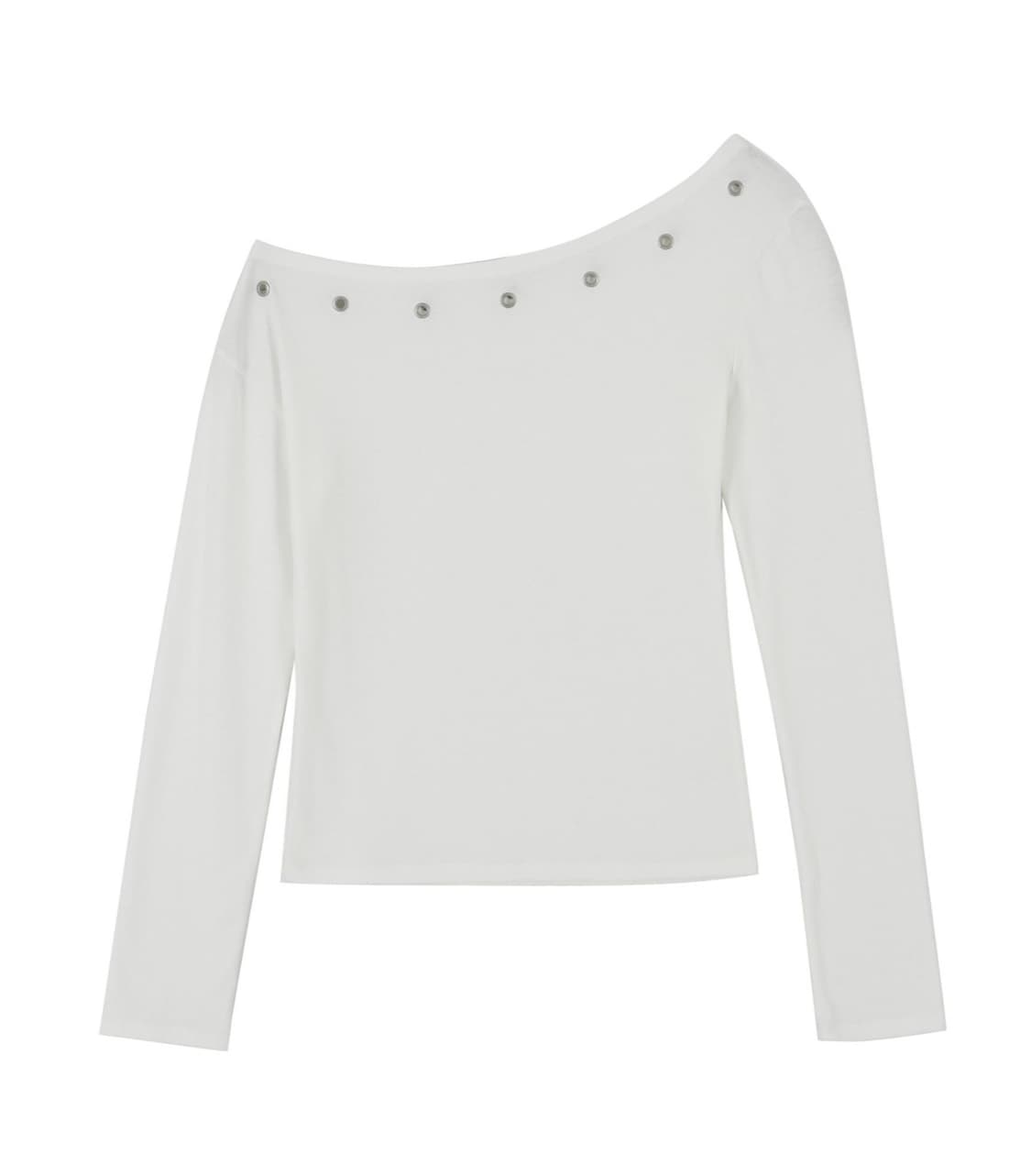 아수라 아일렛 원 숄더 롱 슬리브리스 티셔츠 아이보리 상품이미지10