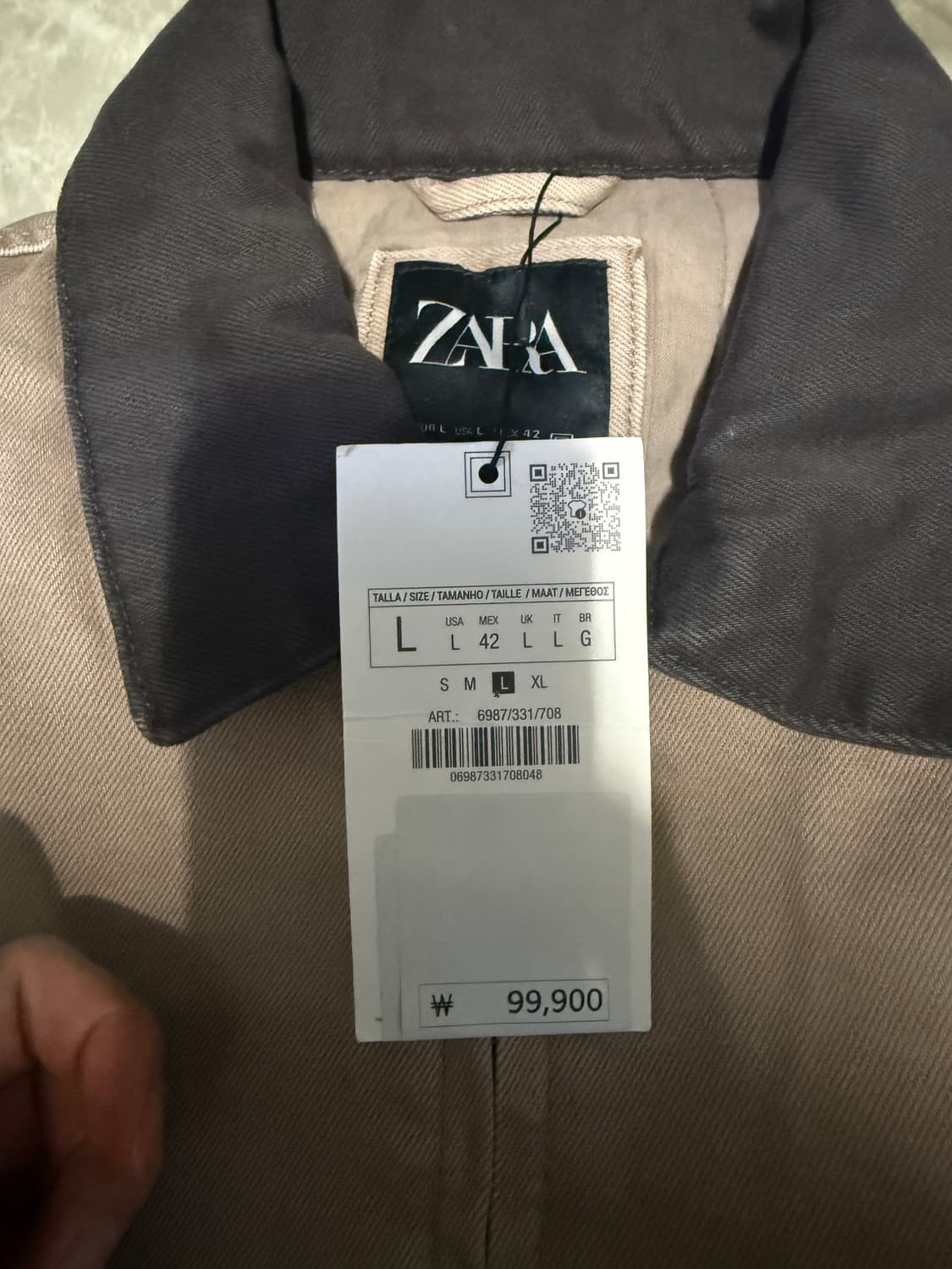 L사이즈 자라 콘트라스트 워크 자켓 라이트 탄 상품이미지3