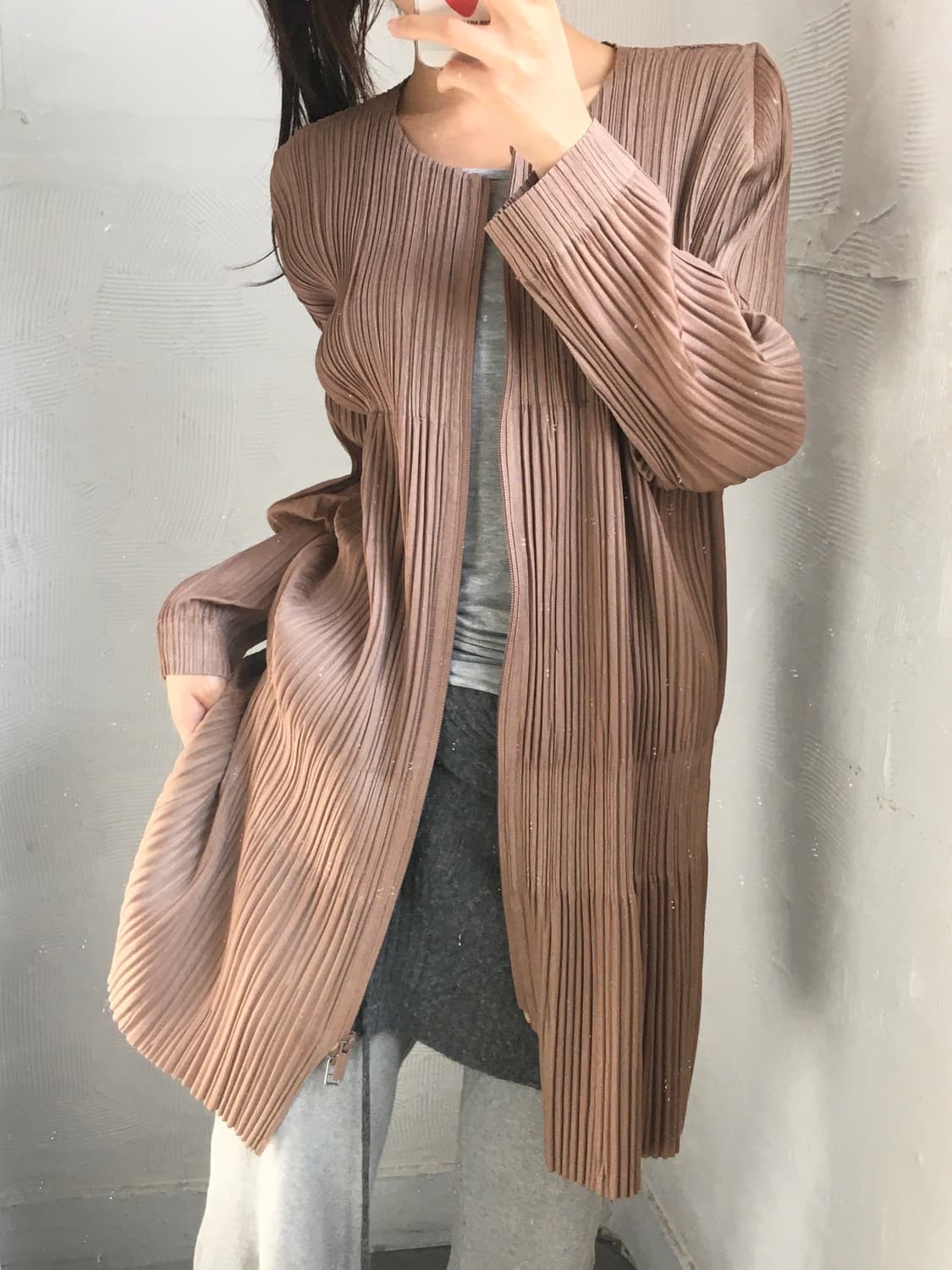 Pleats Please 플리츠플리즈 브라운 플리츠 집업 자켓  상품이미지2