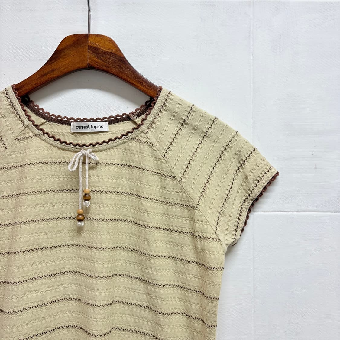 current topics 코튼 모리걸 자수 반팔 티 M JPN 상품이미지2