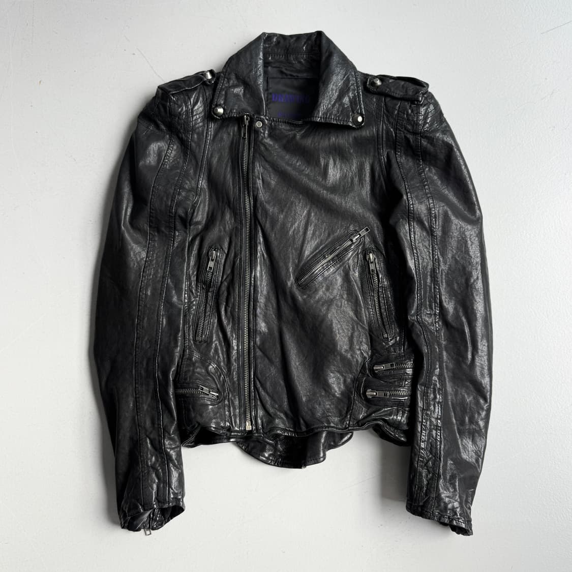 사선 라이더 리얼레더 릭오웬스맛 바이커 양가죽 자켓 상품이미지3
